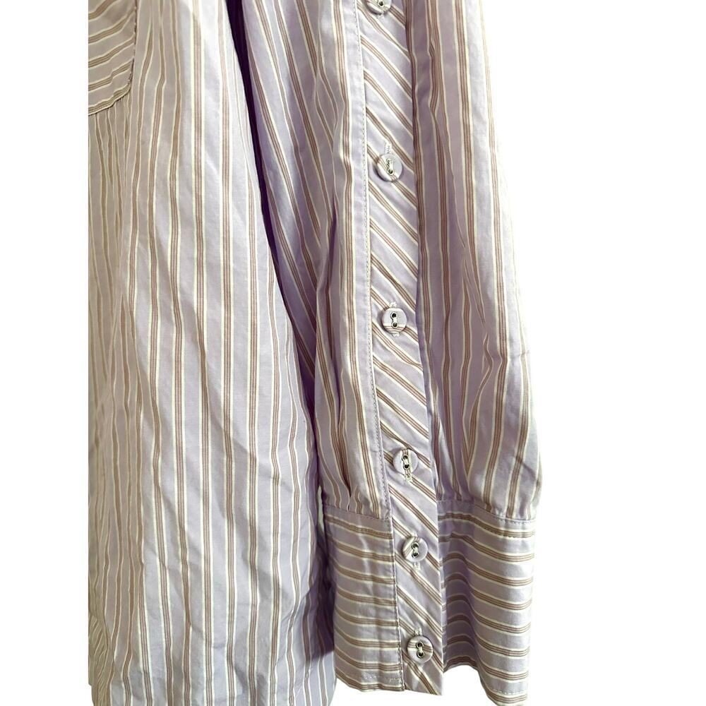 JOHNNY WAS Giani Relaxed Pocket Striped Button Down Shirt Lilac - Sz Large - Picture 4 of 7